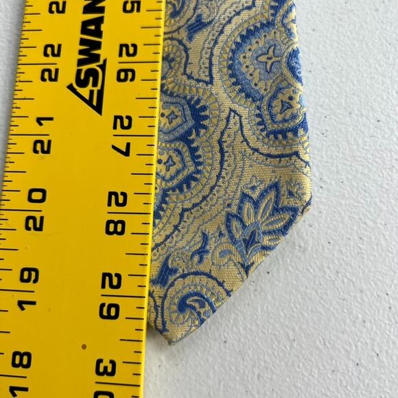 "346" Brooks Brothers Men's Tie 58" 100% Pure Silk Ivory/ Blue Paisley Floral - Picture 6 of 8